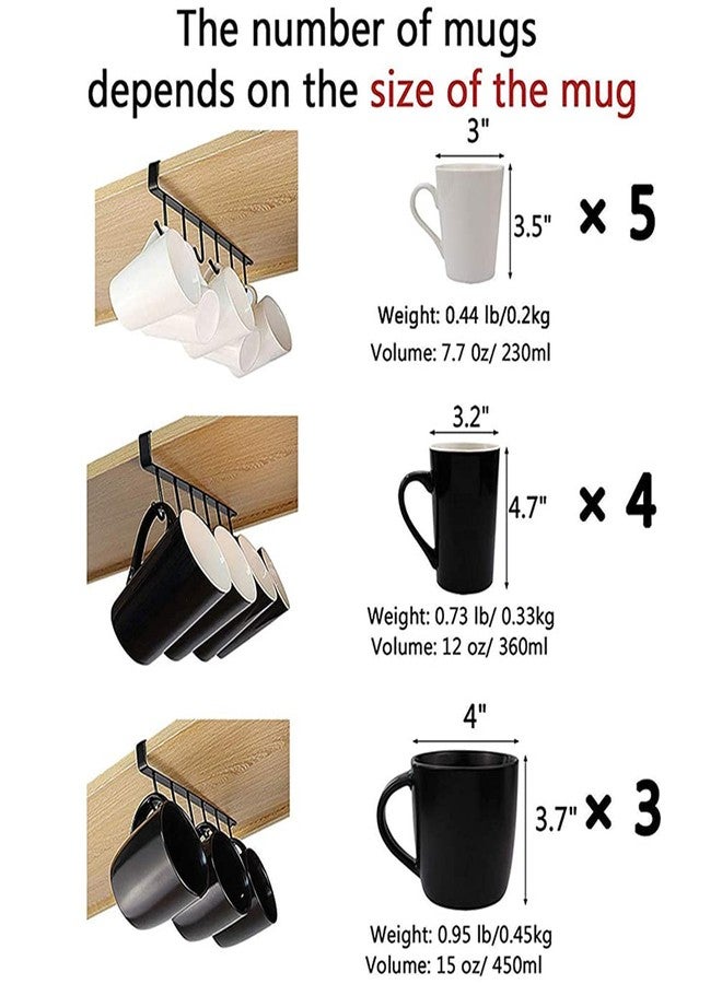 COBARYEN 6-Hook Under Cabinet Mug Hanger -- Cups Storage Rack Drilling Free Coffee Cups Holder Kitchen Belts Scarf Hanging Hooks Rack (3, White) - Image 4